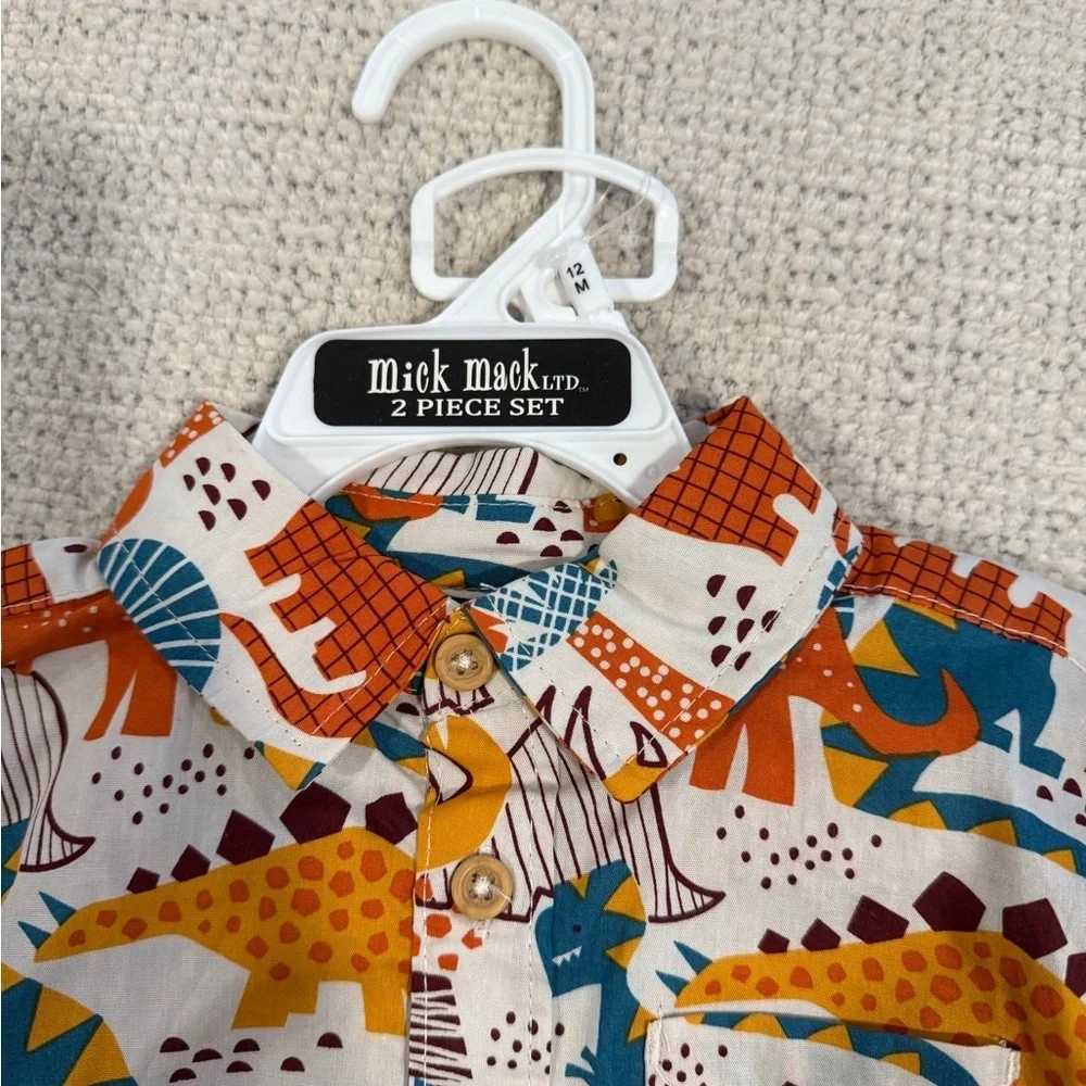 Mick Mack Dinosaur Print Baby Outfit - Picture 2 of 4